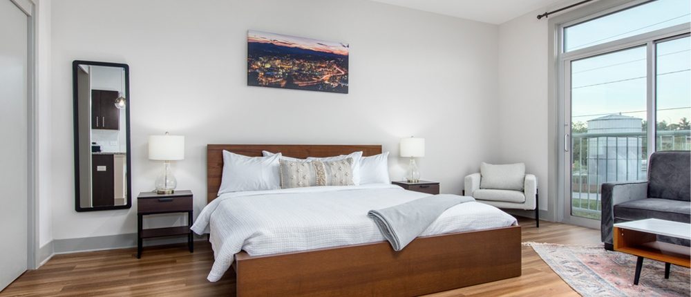 Room 302 Bed At River Row Suites, a dog-friendly vacation rental in Asheville, NC