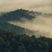 Clouds roll in among the Blue Ridge Mountains
