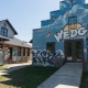 two colorful buildings in Asheville's River Arts District